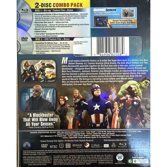 The Avengers (Blu-ray/DVD, 2012) 2-Disc Set – Marvel, Whedon, Downey Jr., Action - Picture 2 of 5
